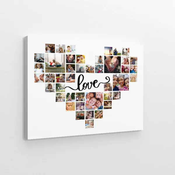 Kolaż serce na płótnie 41 zdjęć na prezent