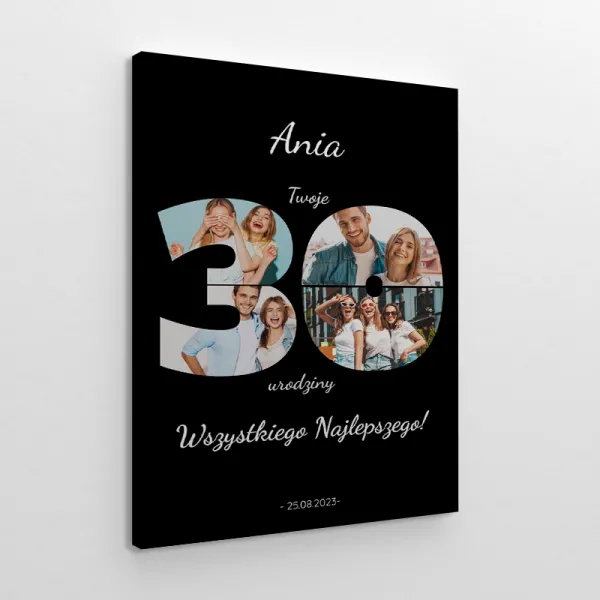 Prezent na 30 urodziny kolaż zdjęć z dedykacją