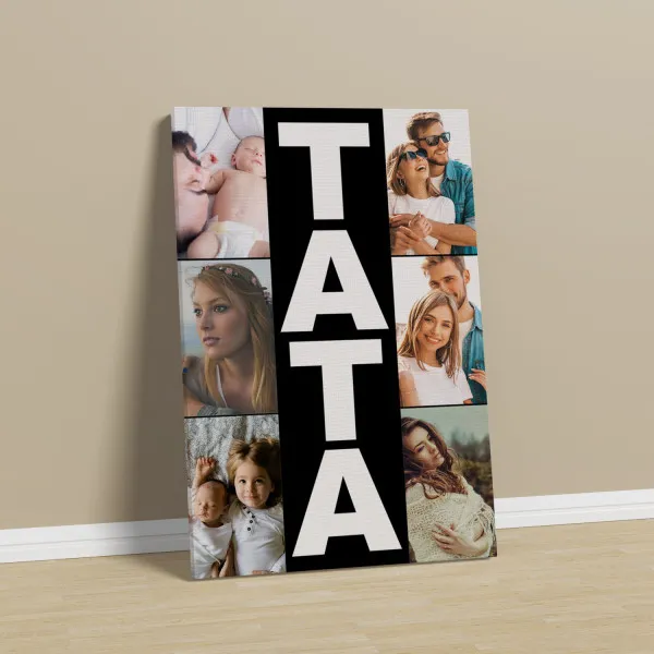 Kolaż z napisem tata na płótnie 6 zdjęć