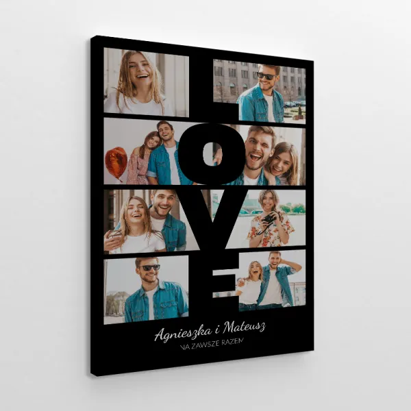 Prezent dla chłopaka kolaż zdjęć z napisem love