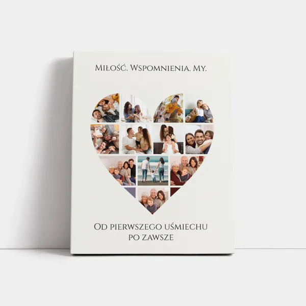 Kolaż zdjęć w kształcie serca zbiór zdjęć na płótnie